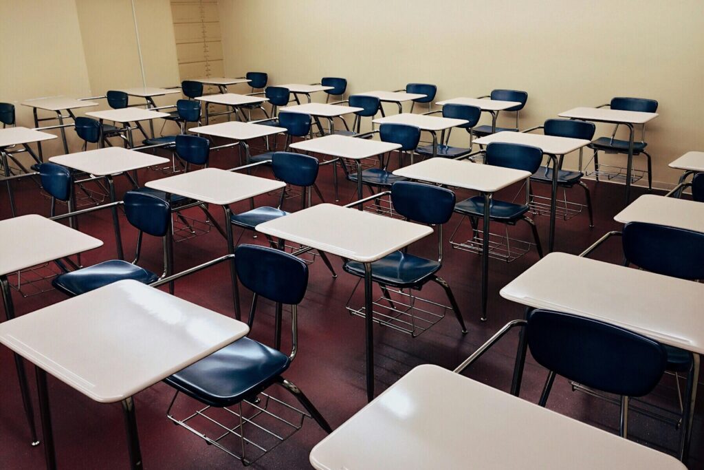 ACW Cleaning prepares empty school classroom for deep cleaning, sanitisation and hygiene service.
